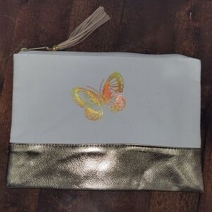 Gold & White Butterfly Makeup Bag.